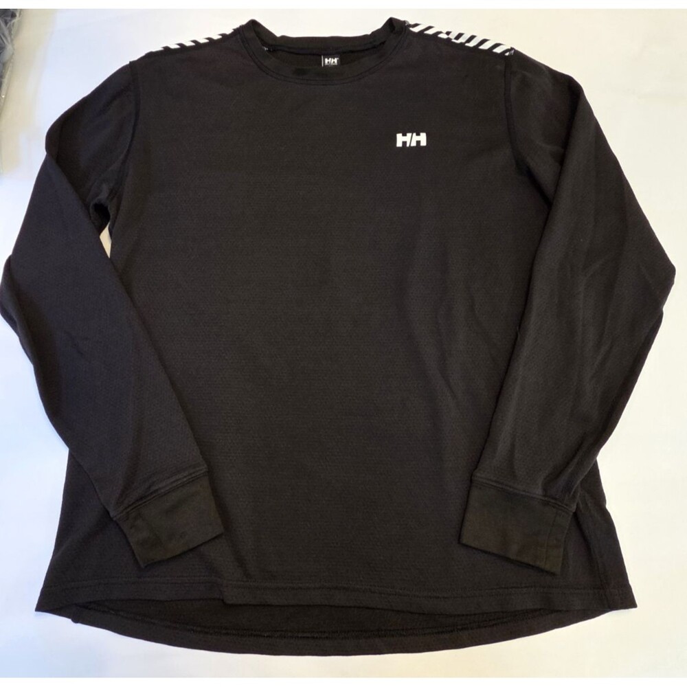 Helly Hansen LIFA Active Base Layer Shirt Mens M Black Stripe Crew Long Sleeve